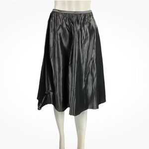 NWT Vintage Baraim Sz 2 Metallic Satin Flare Party 80's Look Skirt Gray